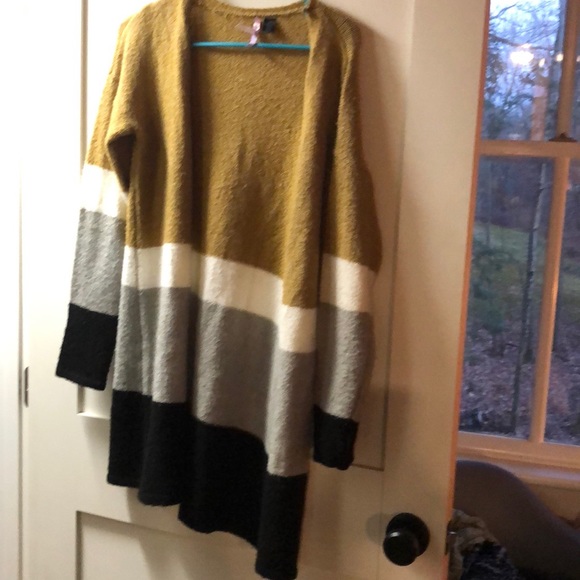 Neutral striped long cardigan - Picture 1 of 2